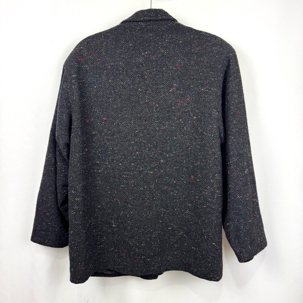 VINTAGE Savannah Women's M Wool Tweed Houndstooth Blazer Jacket Black Speckled - Picture 4 of 10